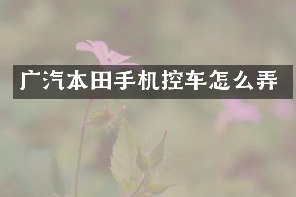广汽本田手机控车怎么弄