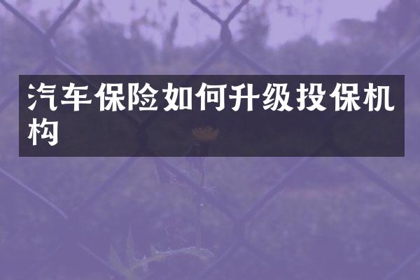 汽车保险如何升级投保机构
