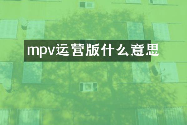 mpv运营版什么意思