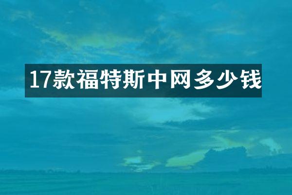 17款福特斯中网多少钱