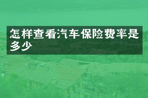 怎样查看汽车保险费率是多少