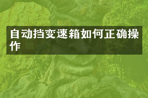 自动挡变速箱如何正确操作