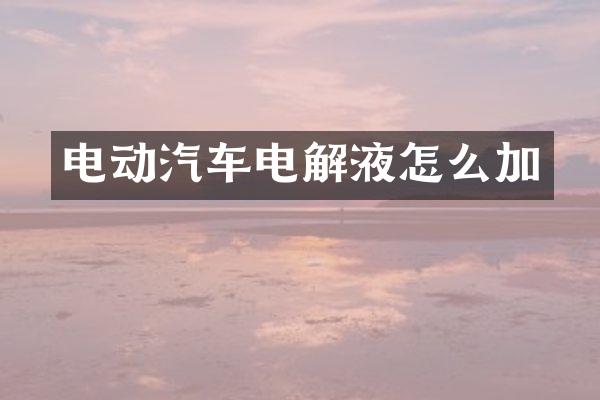 电动汽车电解液怎么加