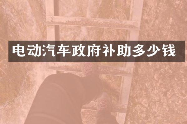 电动汽车政府补助多少钱