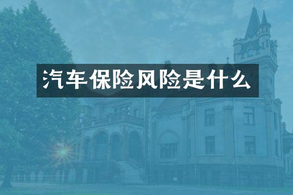 汽车保险风险是什么
