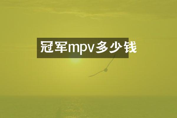 冠军mpv多少钱