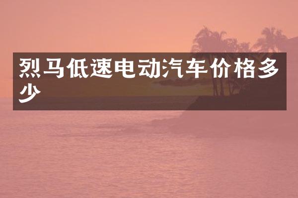 烈马低速电动汽车价格多少
