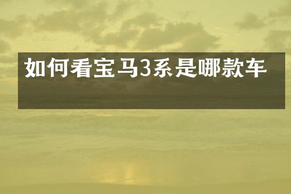 如何看宝马3系是哪款车型