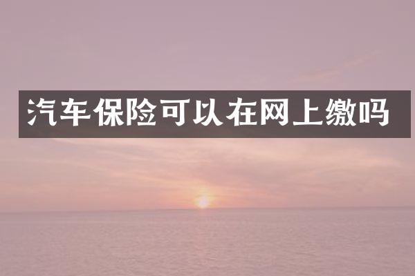 汽车保险可以在网上缴吗