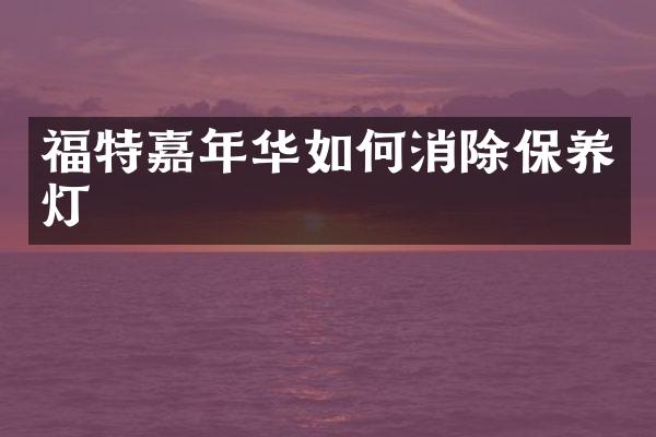 福特嘉年华如何消除保养灯