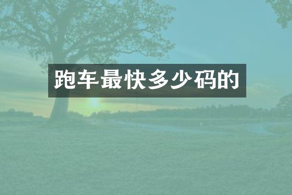 跑车最快多少码的