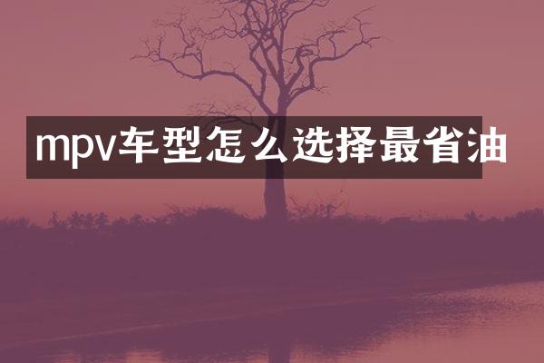 mpv车型怎么选择最省油