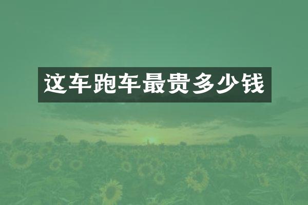 这车跑车最贵多少钱