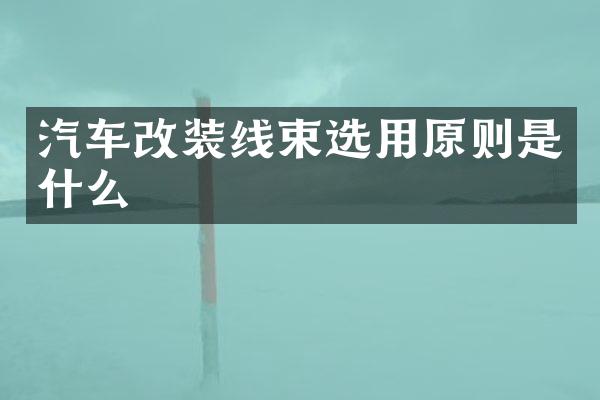 汽车改装线束选用原则是什么