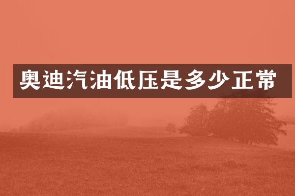 奥迪汽油低压是多少正常