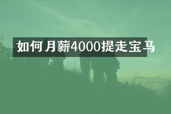 如何月薪4000提走宝马