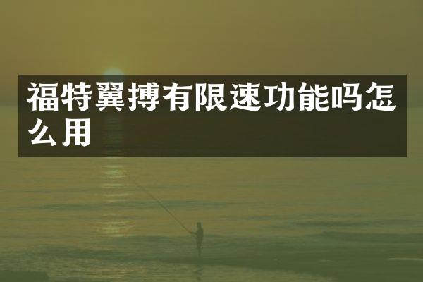 福特翼搏有限速功能吗怎么用