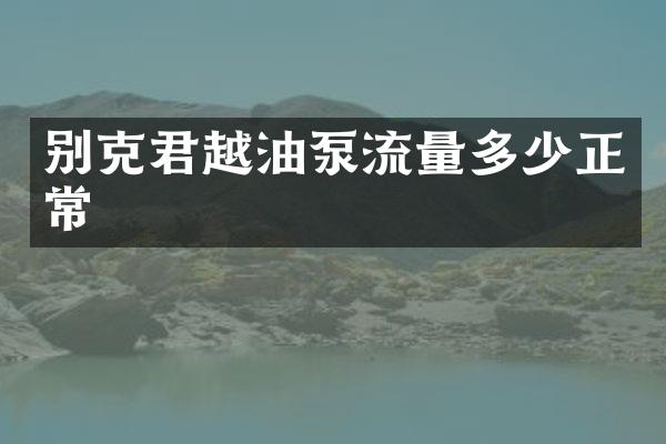 别克君越油泵流量多少正常