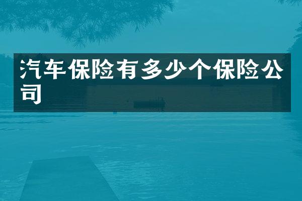 汽车保险有多少个保险公司