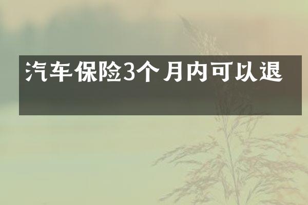 汽车保险3个月内可以退吗