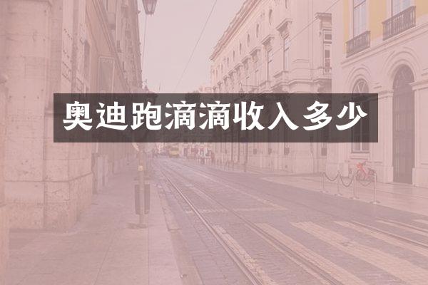 奥迪跑滴滴收入多少