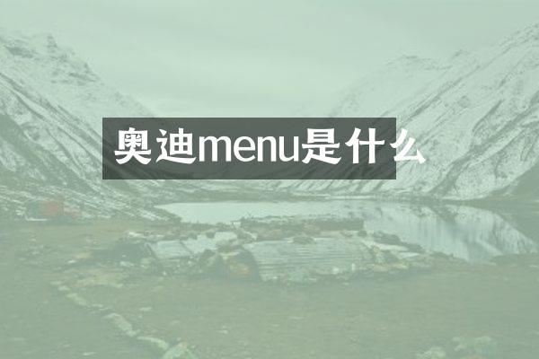 奥迪menu是什么