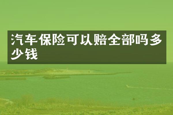 汽车保险可以赔全部吗多少钱