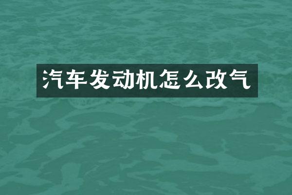 汽车发动机怎么改气