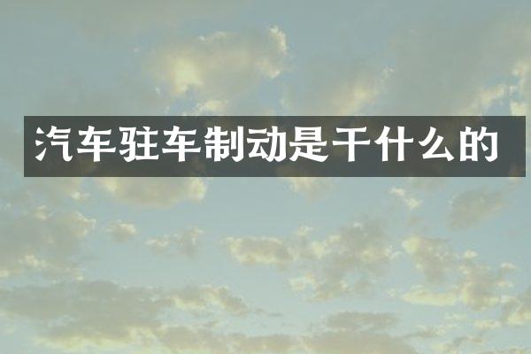 汽车驻车制动是干什么的