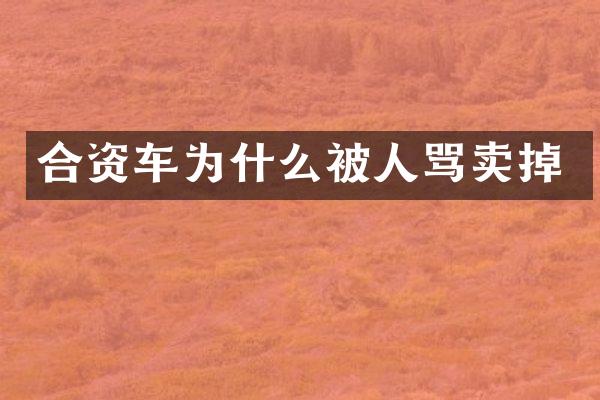 合资车为什么被人骂卖掉
