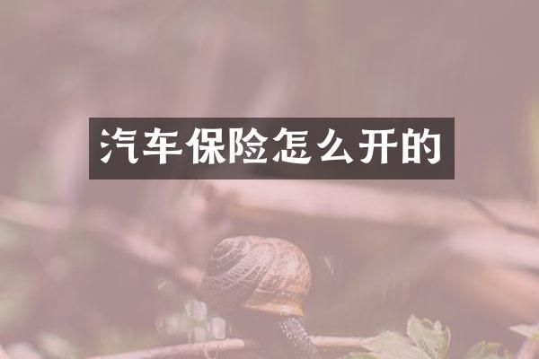 汽车保险怎么开的