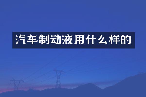 汽车制动液用什么样的