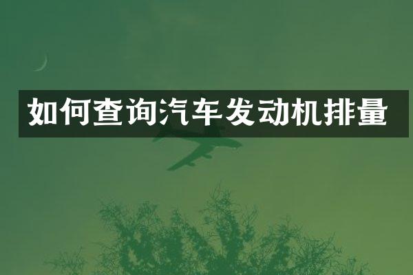 如何查询汽车发动机排量