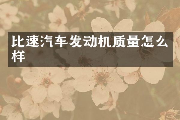 比速汽车发动机质量怎么样