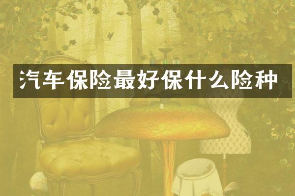 汽车保险最好保什么险种