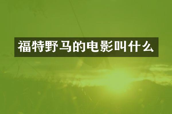福特野马的电影叫什么