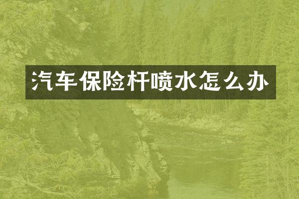 汽车保险杆喷水怎么办