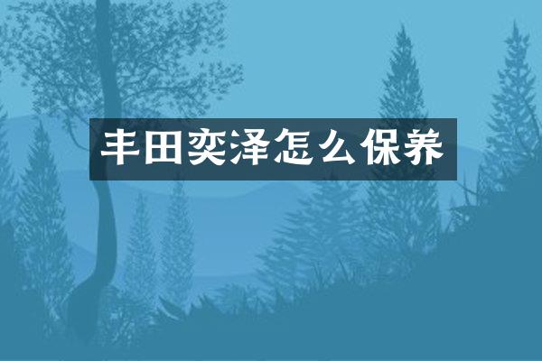 丰田奕泽怎么保养