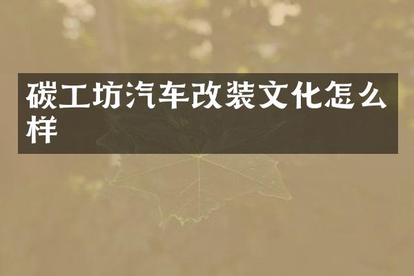 碳工坊汽车改装文化怎么样