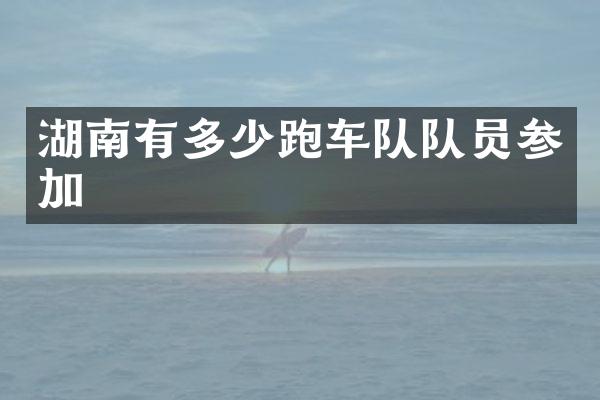 湖南有多少跑车队队员参加