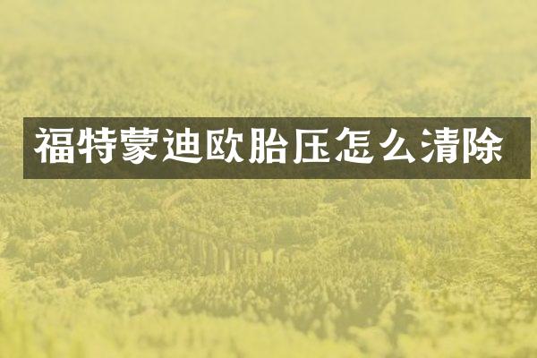 福特蒙迪欧胎压怎么清除