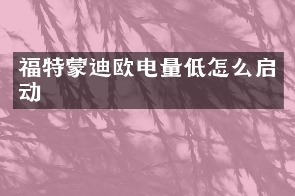 福特蒙迪欧电量低怎么启动