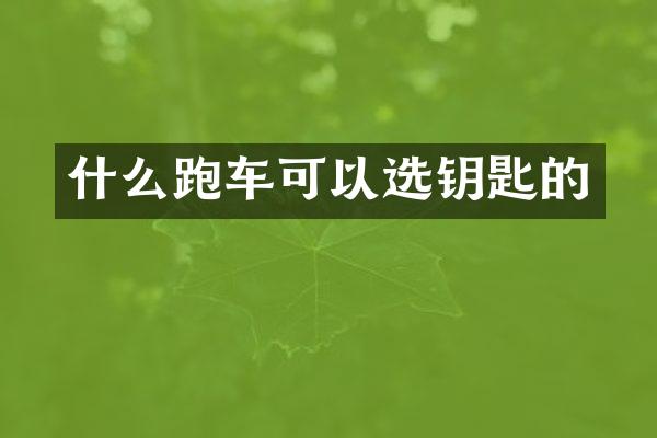 什么跑车可以选钥匙的