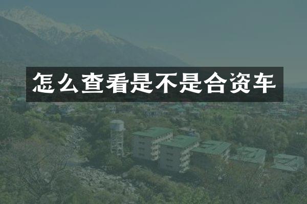 怎么查看是不是合资车