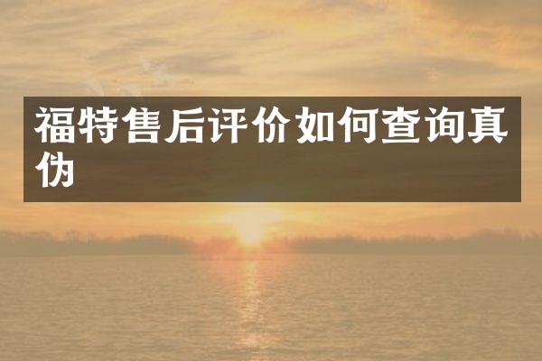 福特售后评价如何查询真伪
