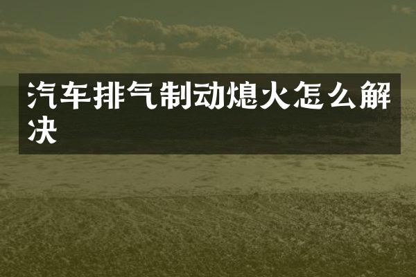 汽车排气制动熄火怎么解决