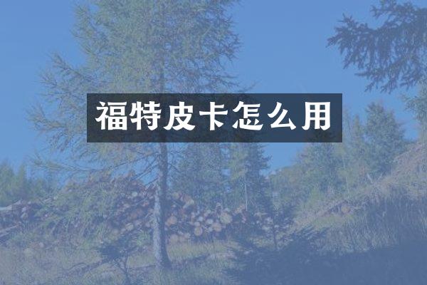 福特皮卡怎么用