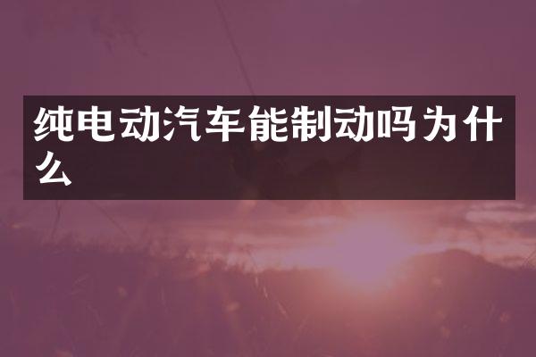 纯电动汽车能制动吗为什么