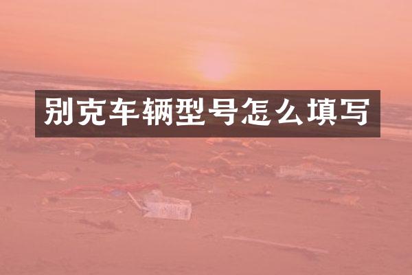 别克车辆型号怎么填写