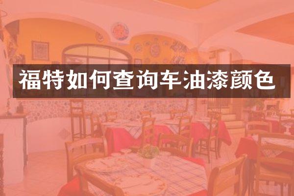 福特如何查询车油漆颜色